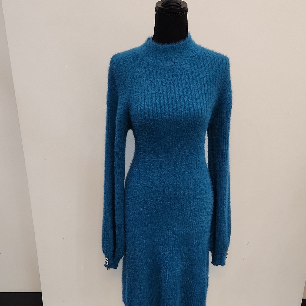 Fashion Nova Teal Long Sleeve Dress